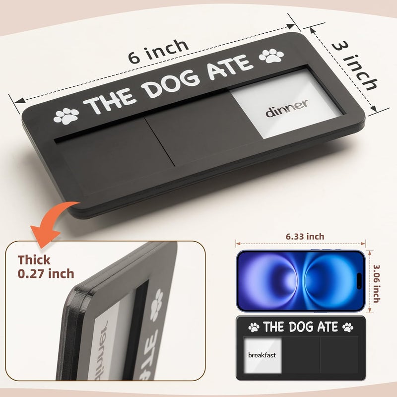 EliteSign Dog Fed Sign- Dog Feeding Chart 3 Times A Day,Pet Feeding Reminder,Did You Feed The Dogs Tracker With Magnets and Double Sided Tape for Fridge, Prevent Over Feed, Brushed Silver - Image 2